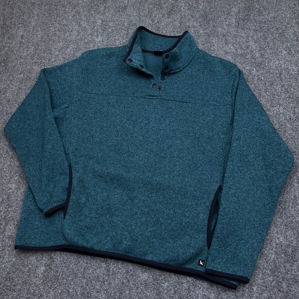 Eddie Bauer Sweater Fleece Pullover Women's XL Teal Snap Mock Neck Anorak